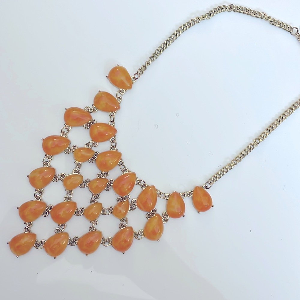 Charming Charlie’s Orange Teardrop Bib Necklace